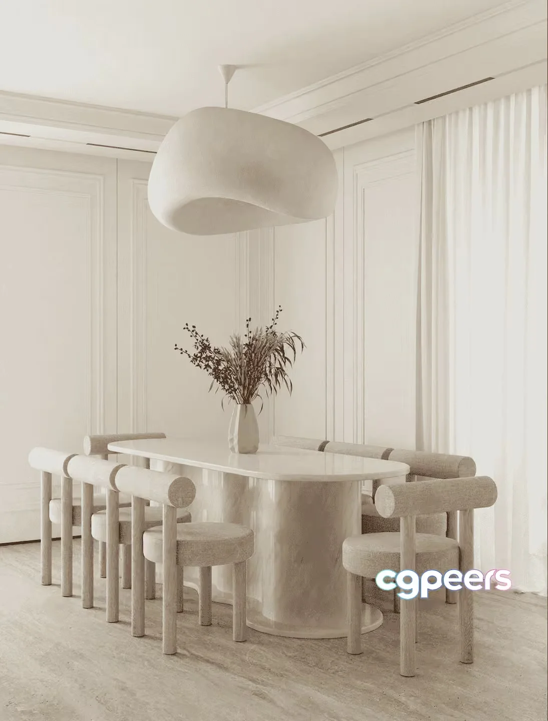 Modern Minimalist Dining Room 3D Model – 11205 – VRAY Render