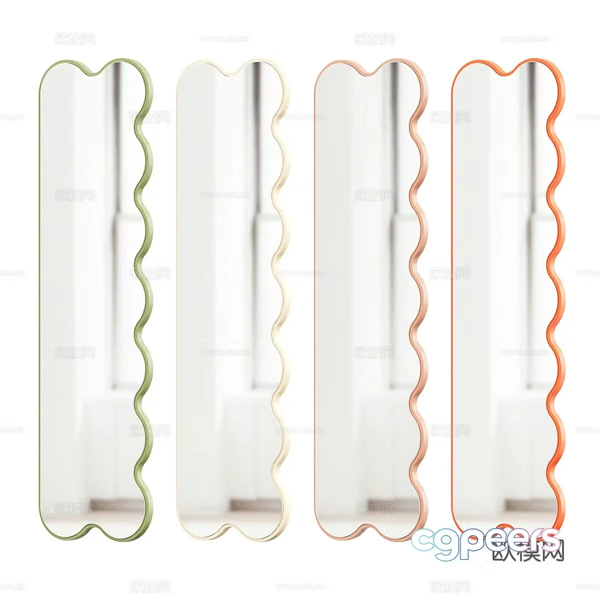 Modern Creamy Hvyli Mirror 3d Model