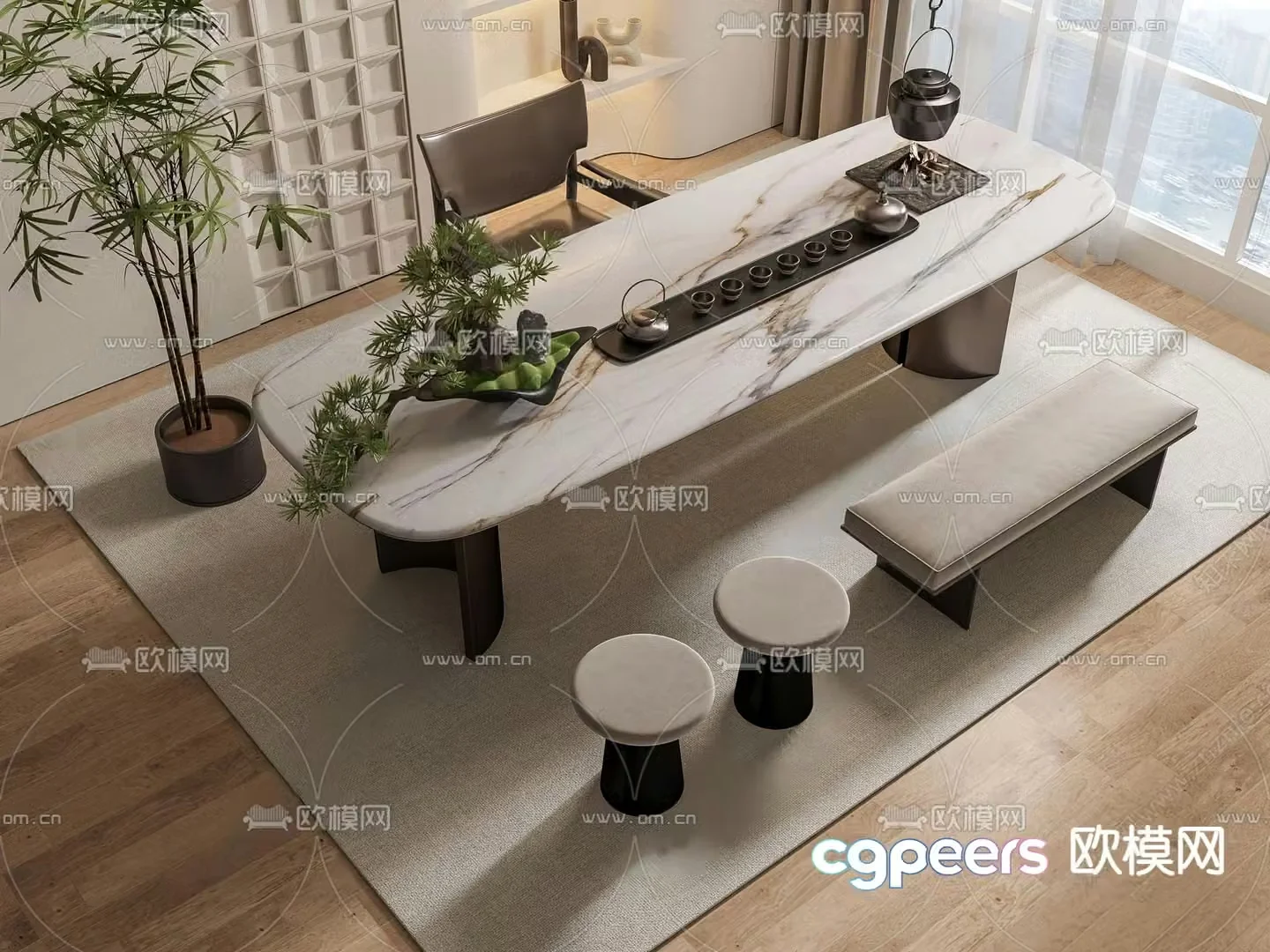 Modern tea table tea table 3d model
