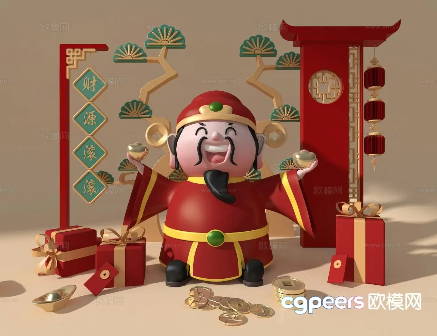 God of Wealth Meichen 3D model