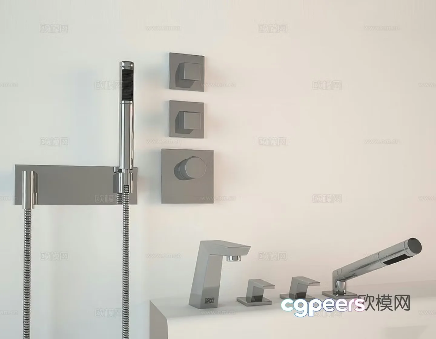Bathroom faucet shower 3d model