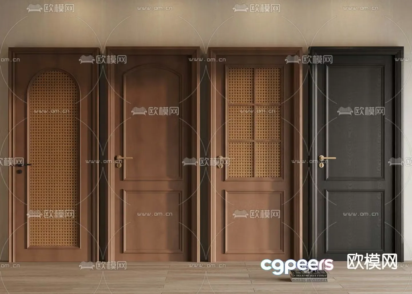 Medieval style single door swing door bedroom door 3d model