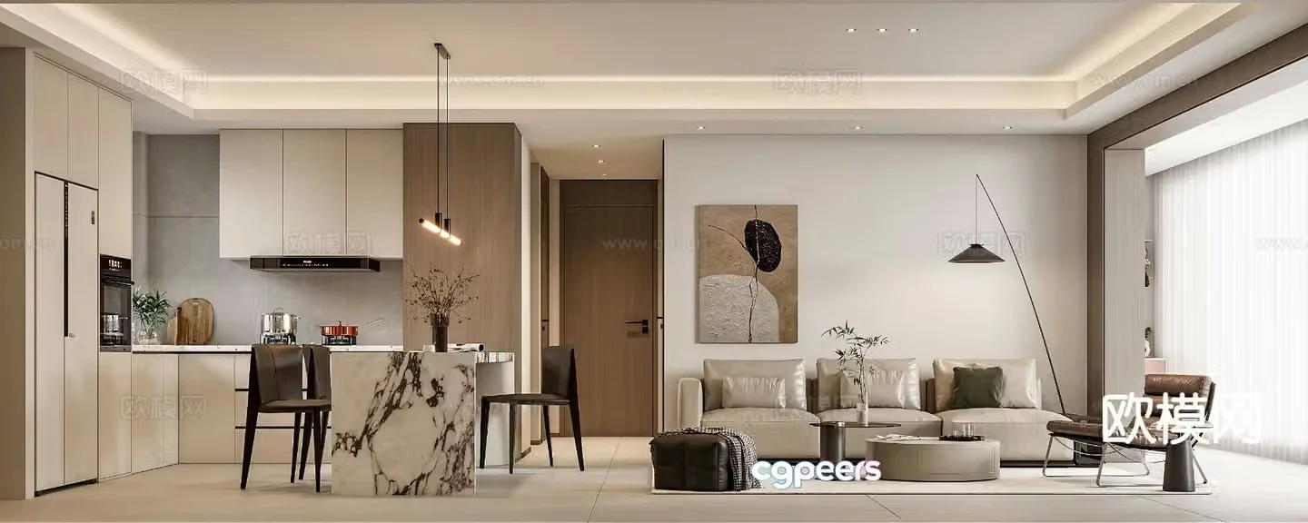 Modern guest restaurant 3d model