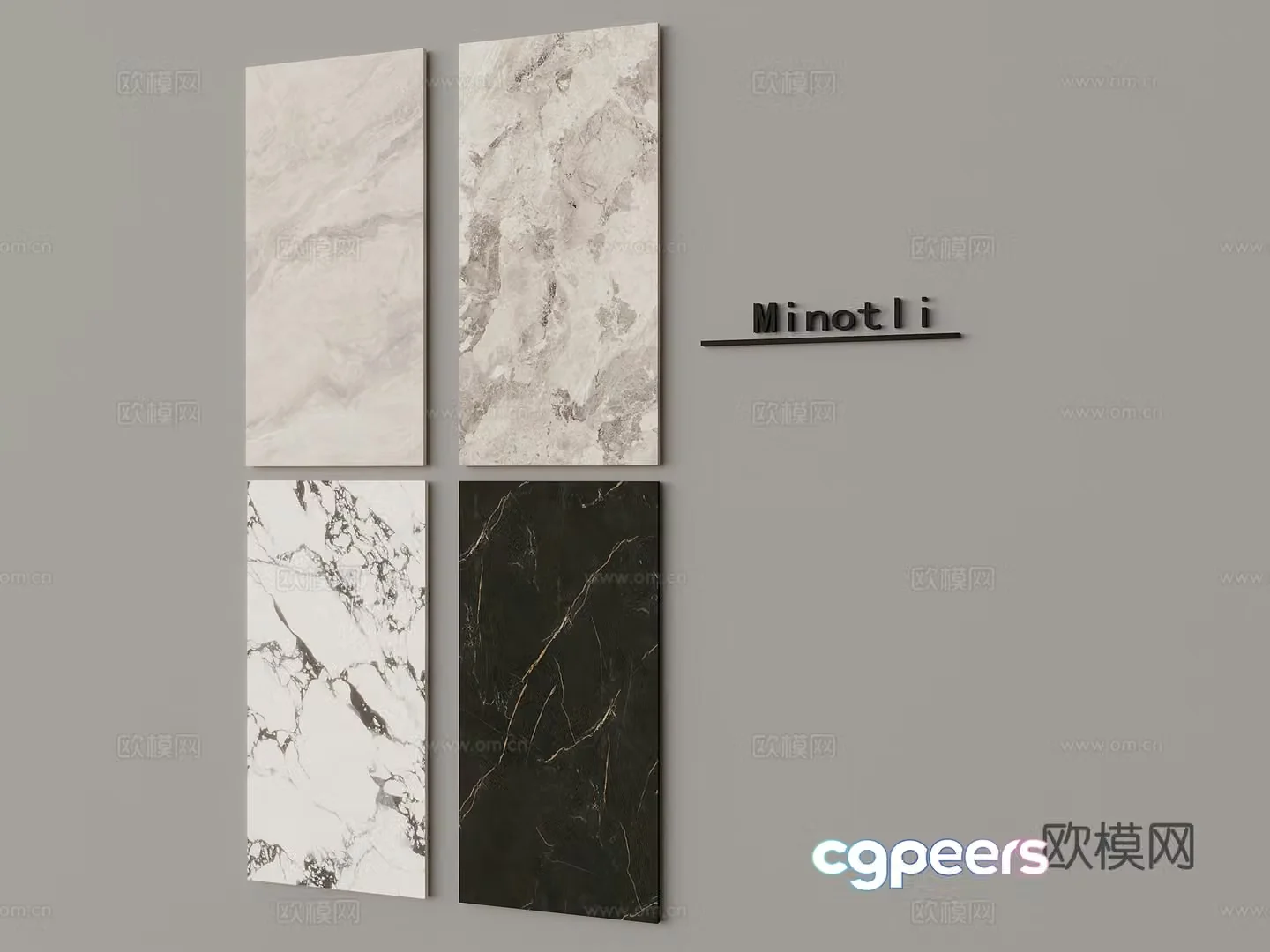 Modern translucent stone background wall 3d model