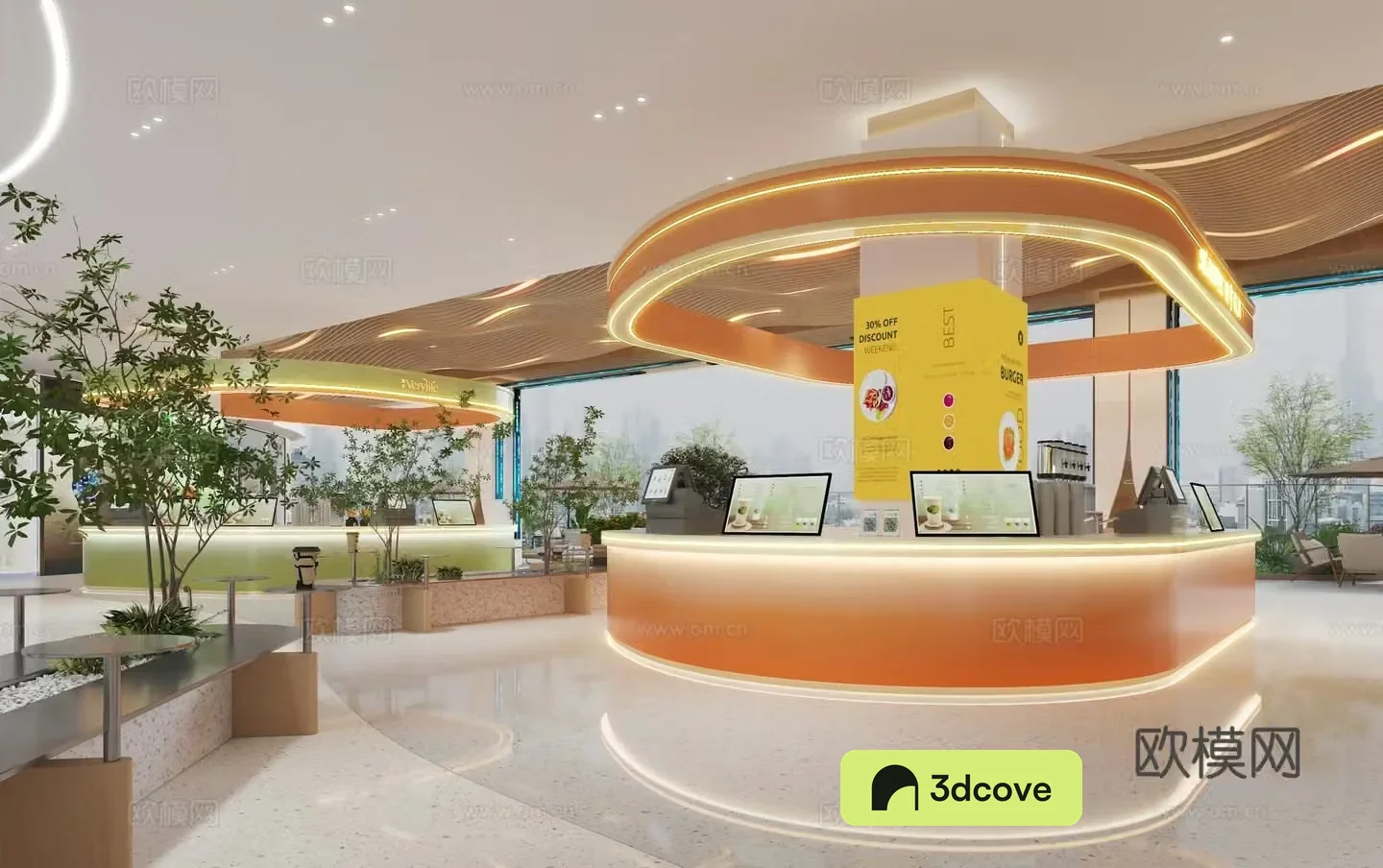Modern shopping mall lounge area counter shop Nakadao