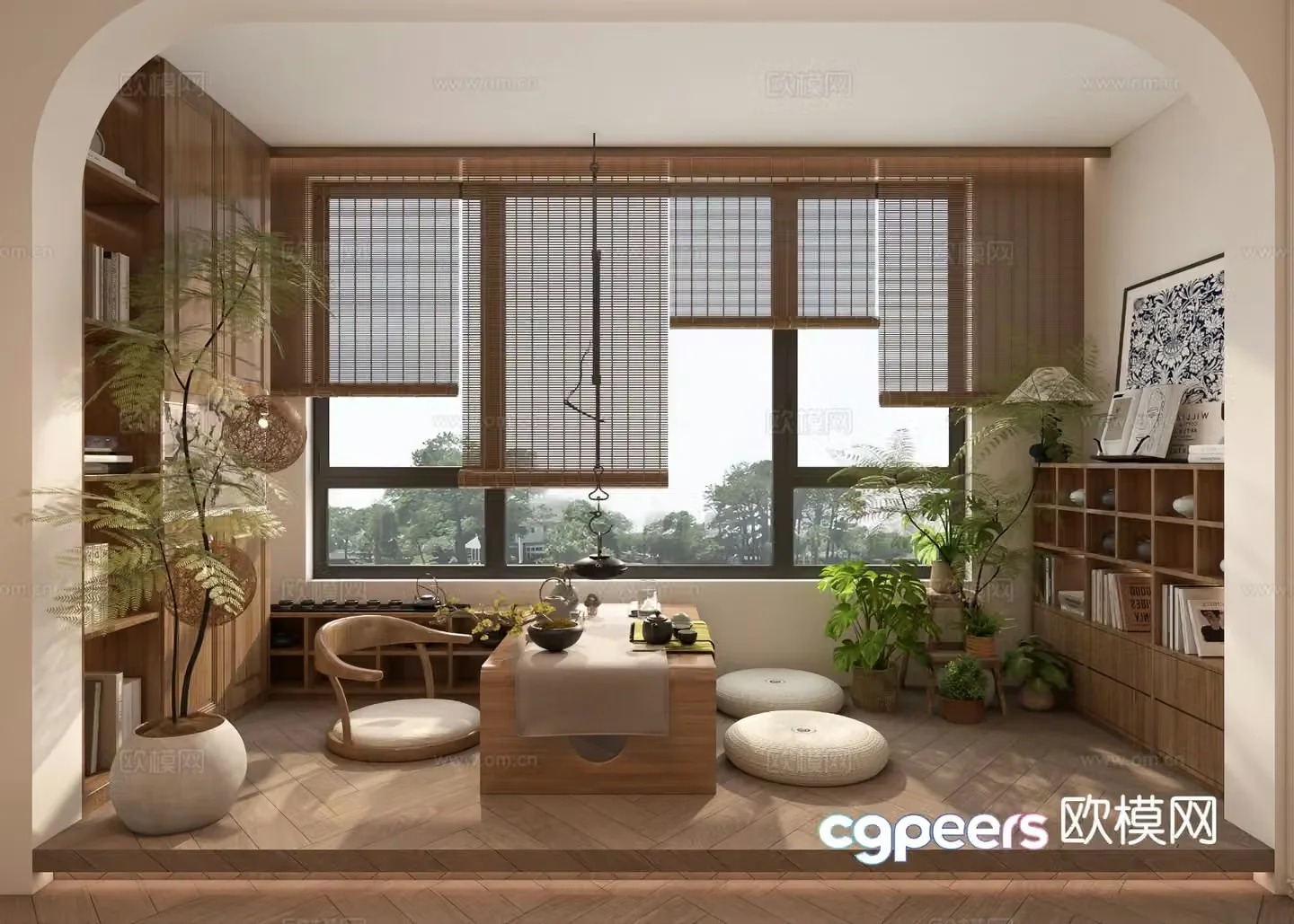 New Chinese Tea Room Tatami Tea Room 3D Model