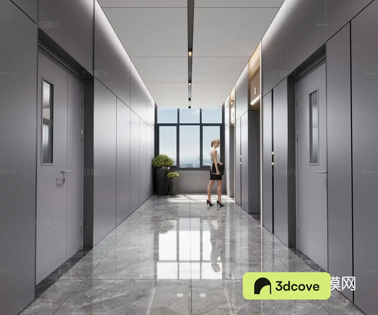 Modern office elevator room elevator hall