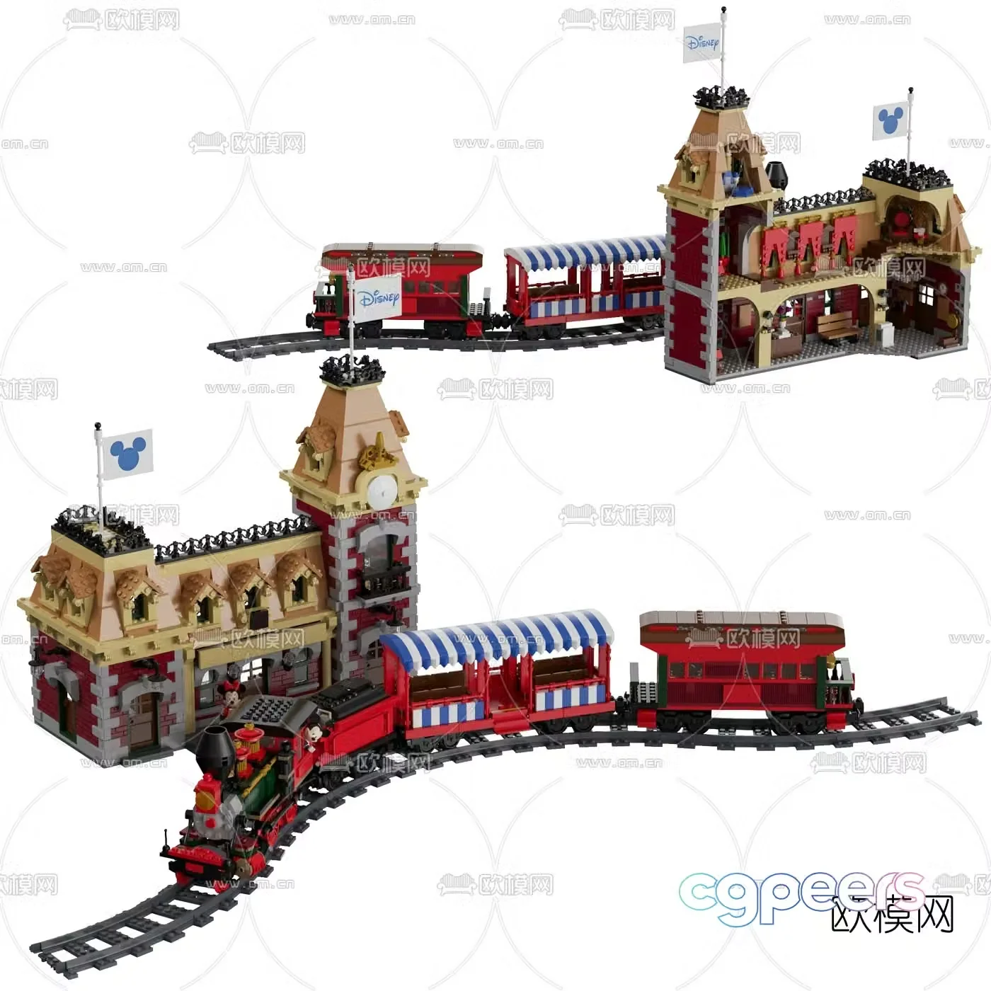 Modern building blocks disney train toy 3d model