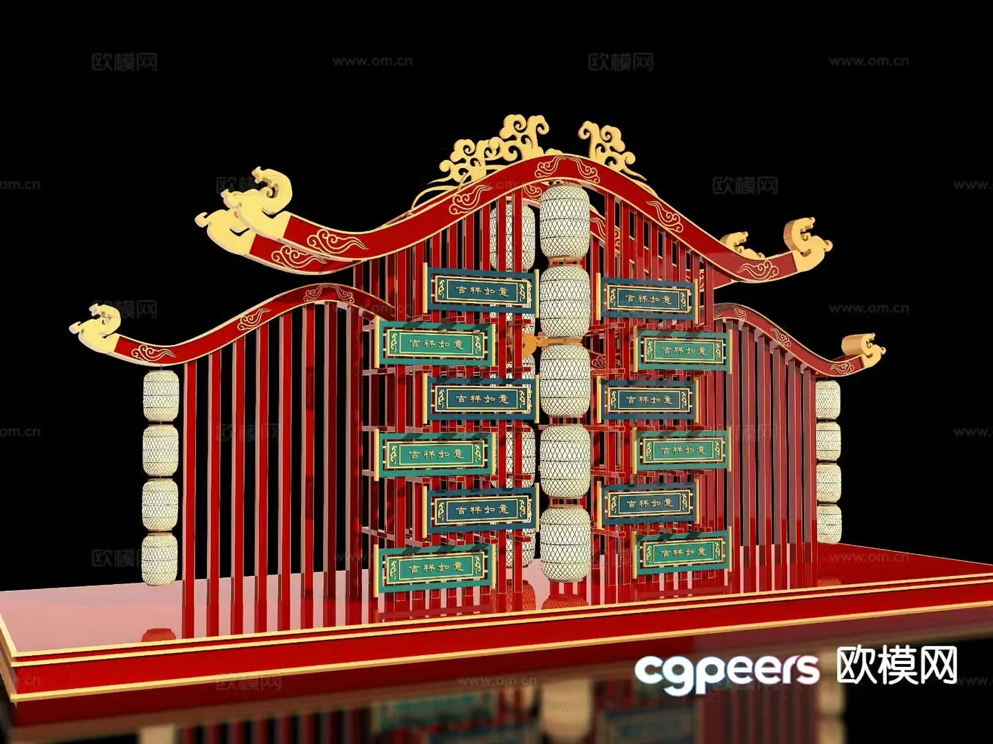 New Chinese style stage presentation ancient film and television props lantern stage 3D model