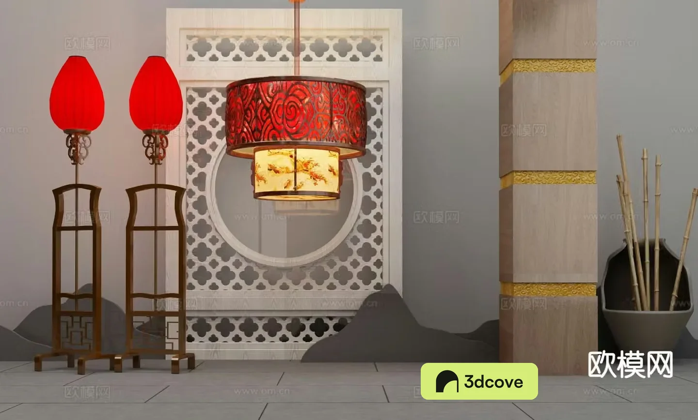 New Chinese style chandelier floor lamp