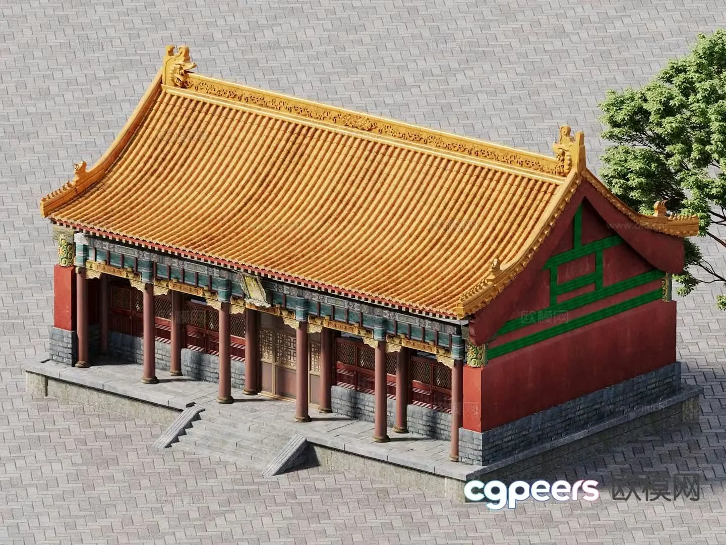 Chinese ancient building palace tihe hall treasure hall 3d model