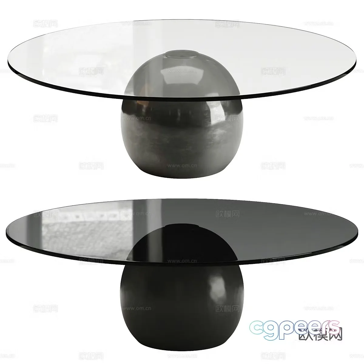 Modern Art Circus Glass Round Coffee Table 3D Model