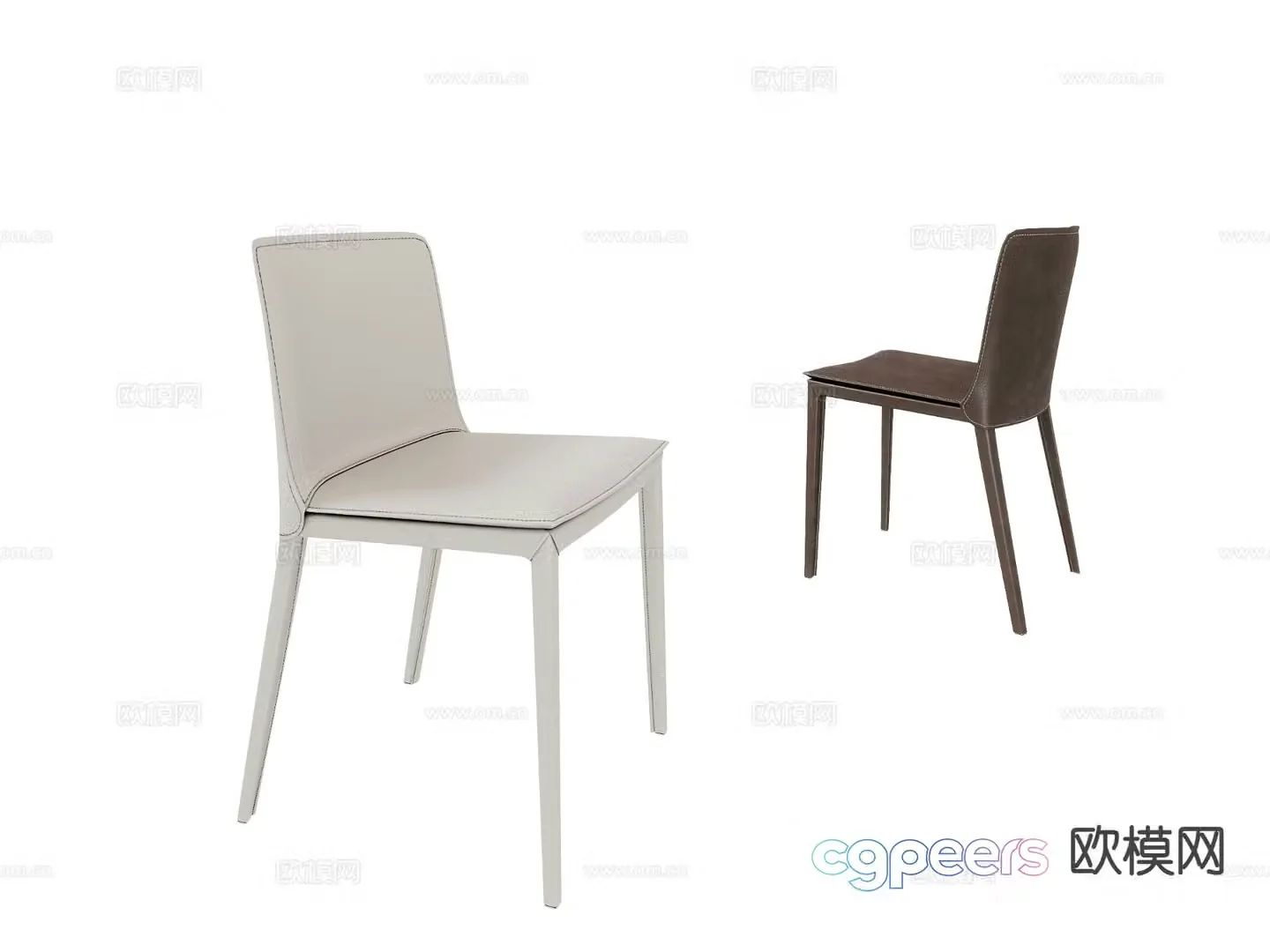 Modern dining chair leather dining chair single chair chair 3d model