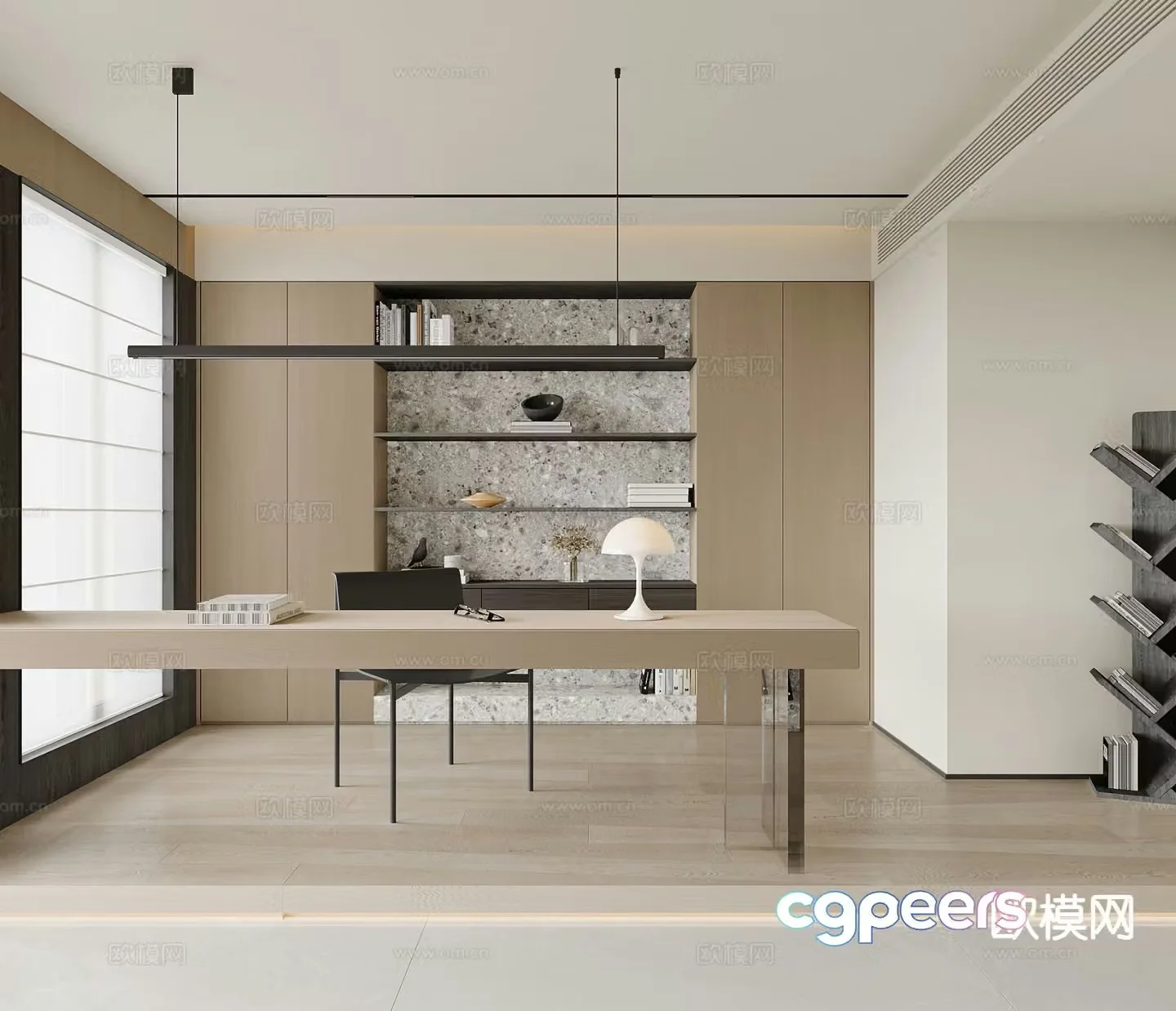 Modern study room 3d model
