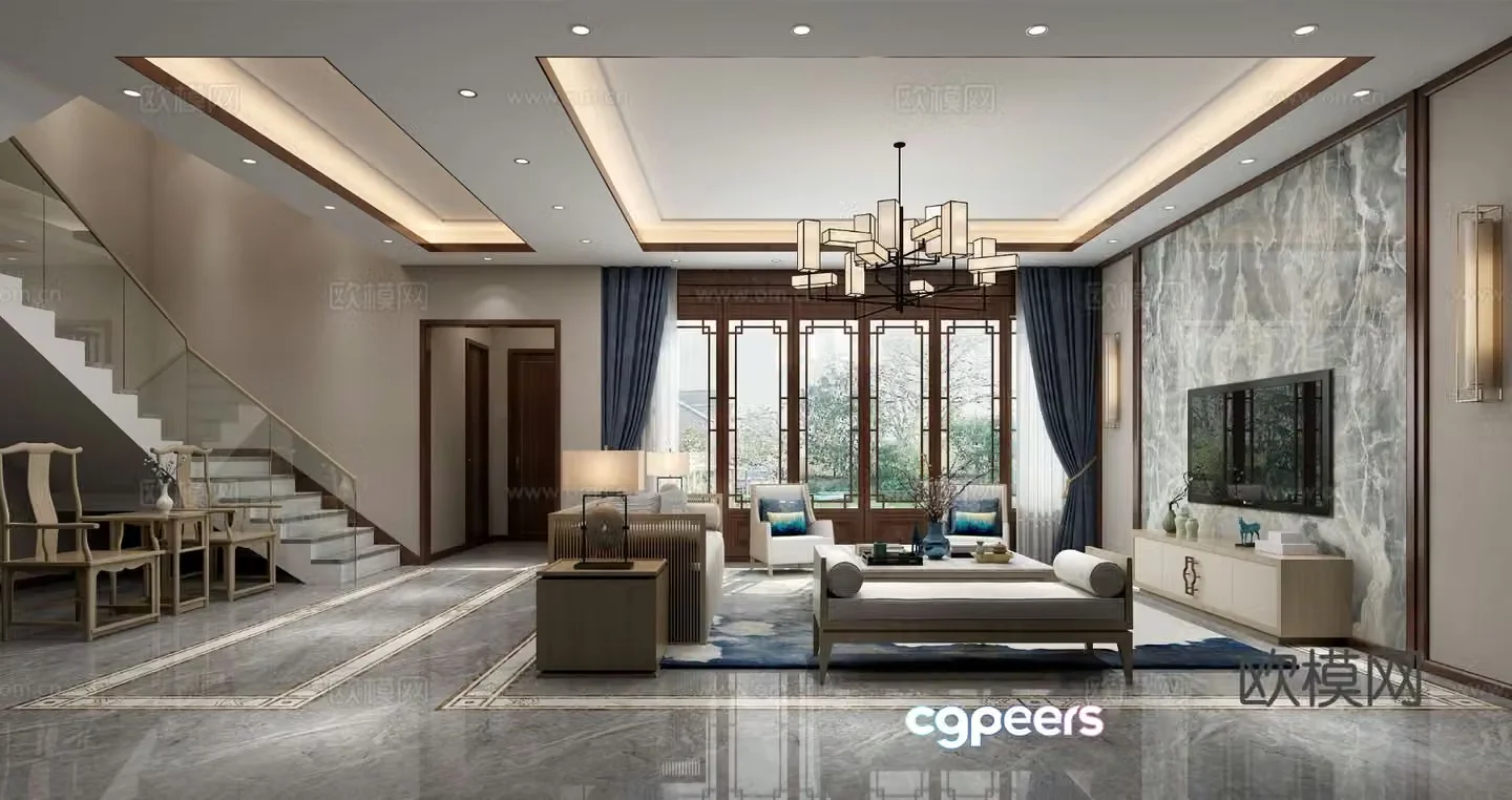 New Chinese style living room 3d model