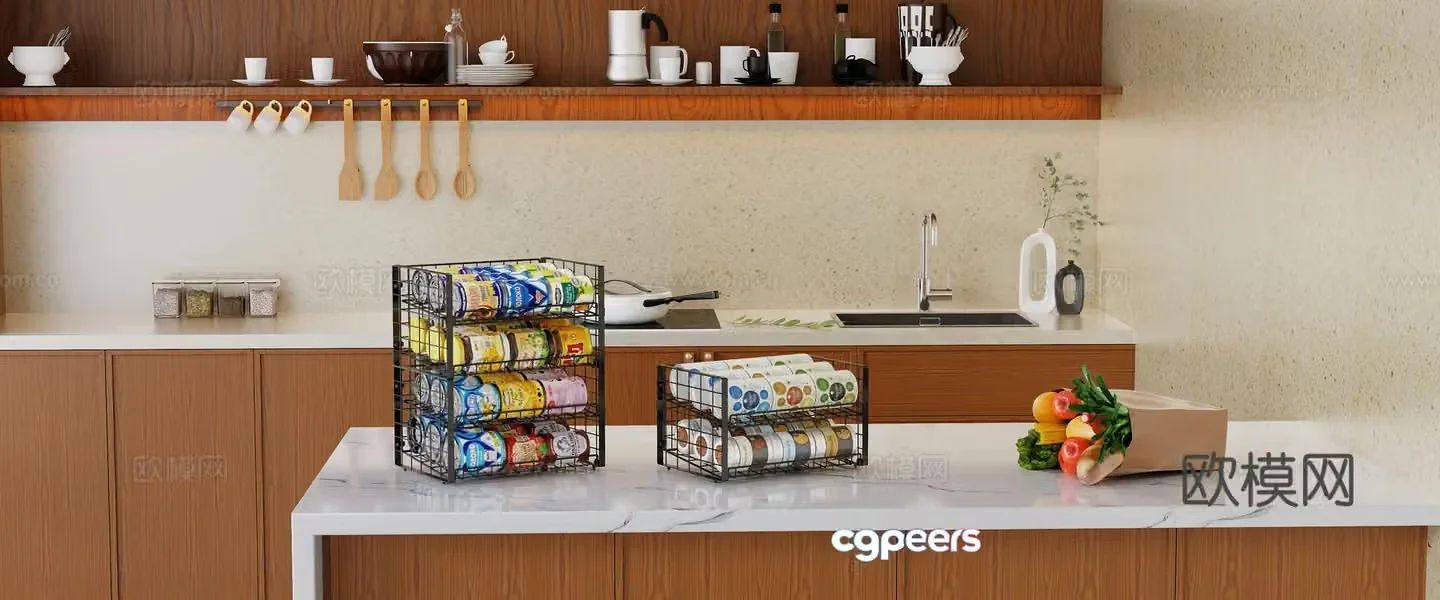 Seasoning storage rack Kitchen supplies Water cup storage rack Household desktop Multifunctional seasoning storage rack 3D model