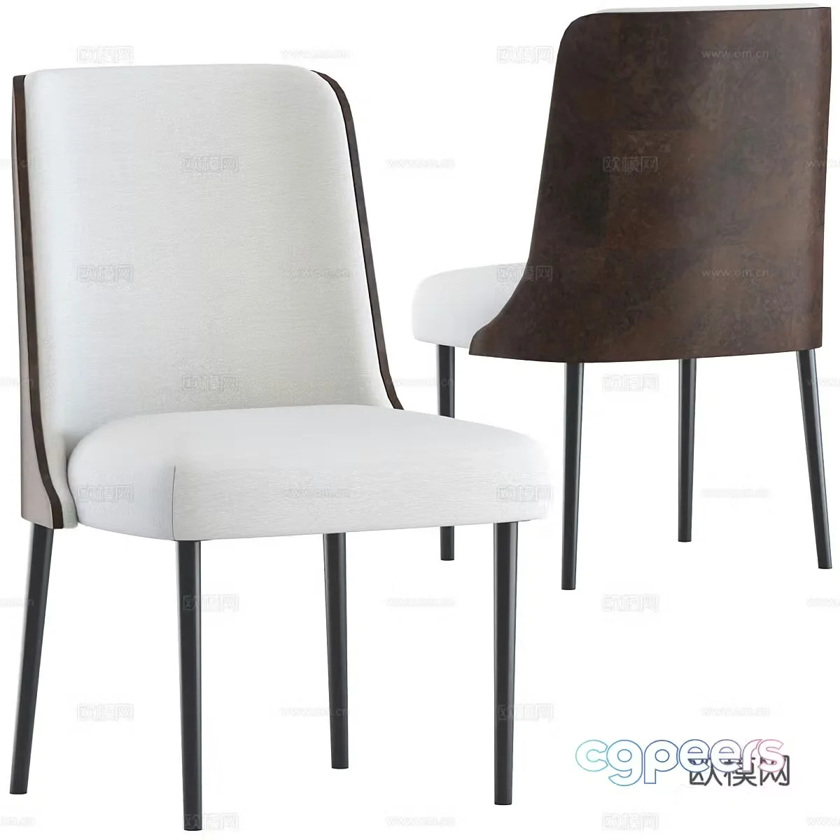 New Chinese single chair dining chair book chair 3D model