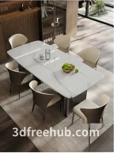 Modern Dining Table 3D Model – 19139 – VRAY Render