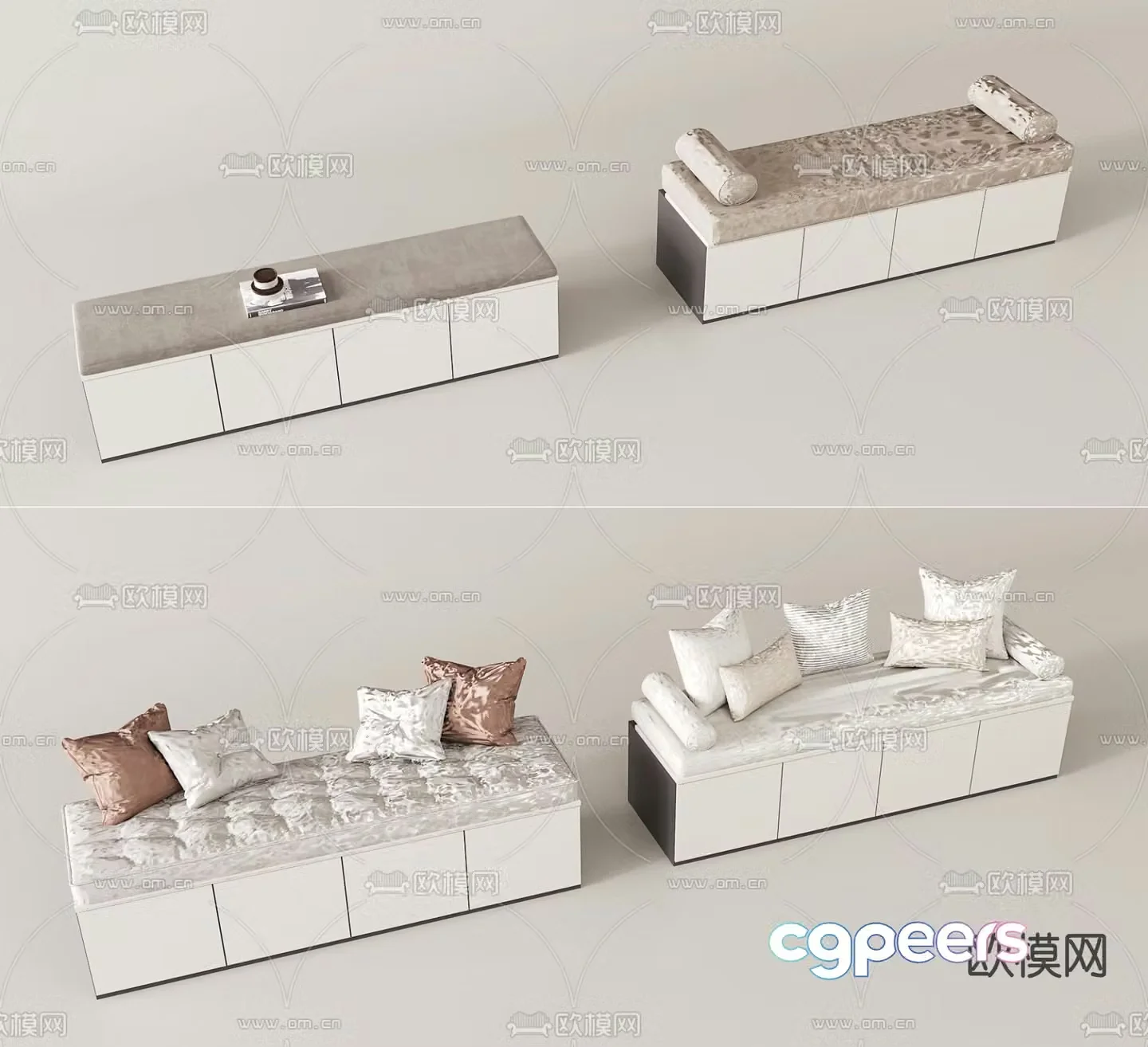 Cream style cushion bay window cushion seat cushion sofa cushion 3D model