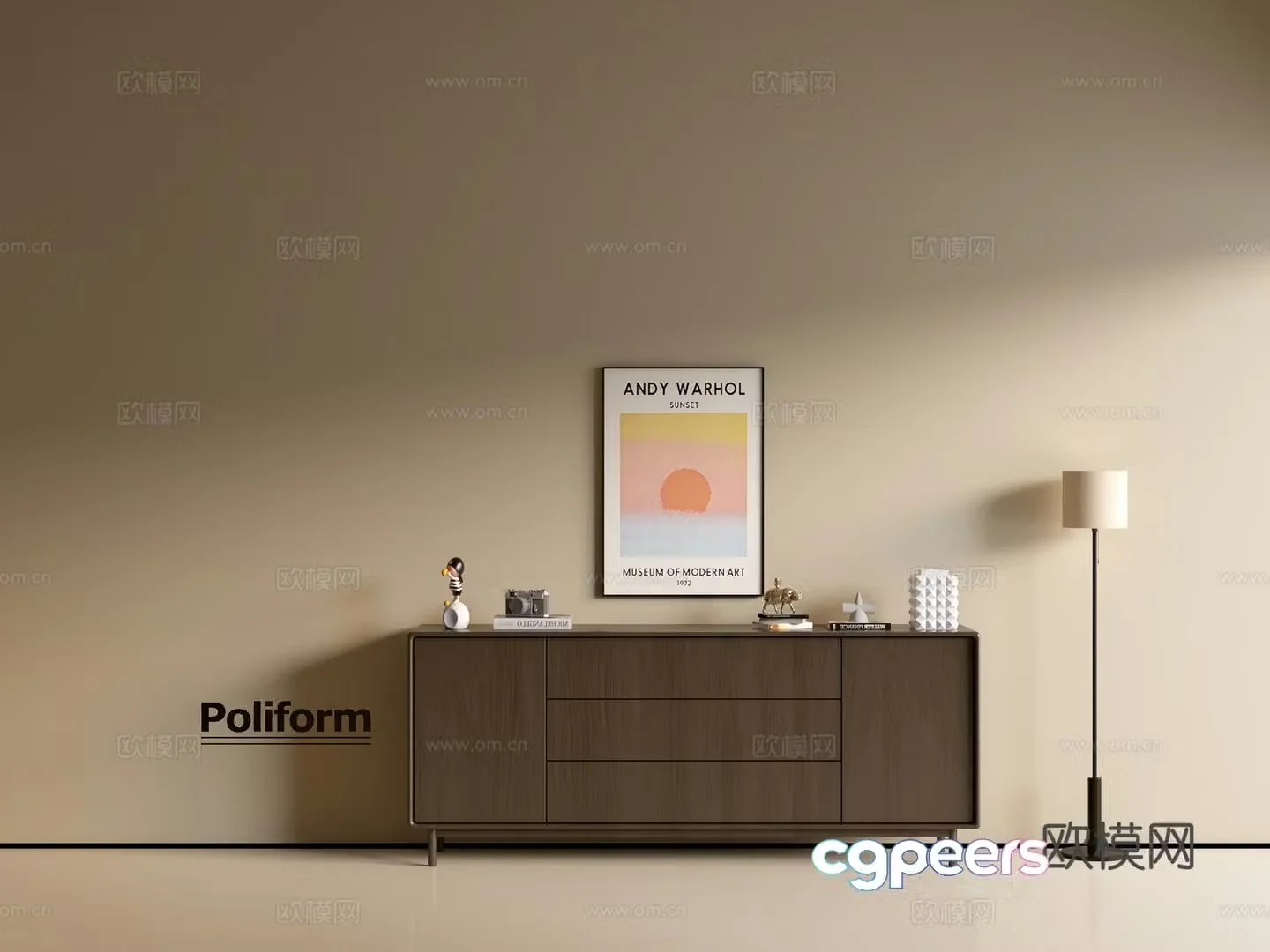 Modern wood grain cabinet ins wind minimalist wind cabinet whole cabinet sideboard balcony cabinet storage 3D model
