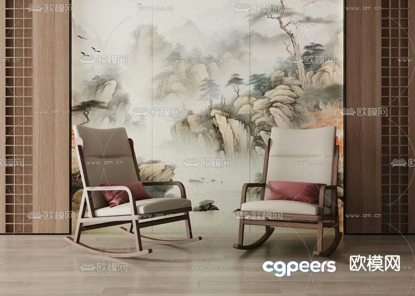 New Chinese rocking chair recliner 3d model