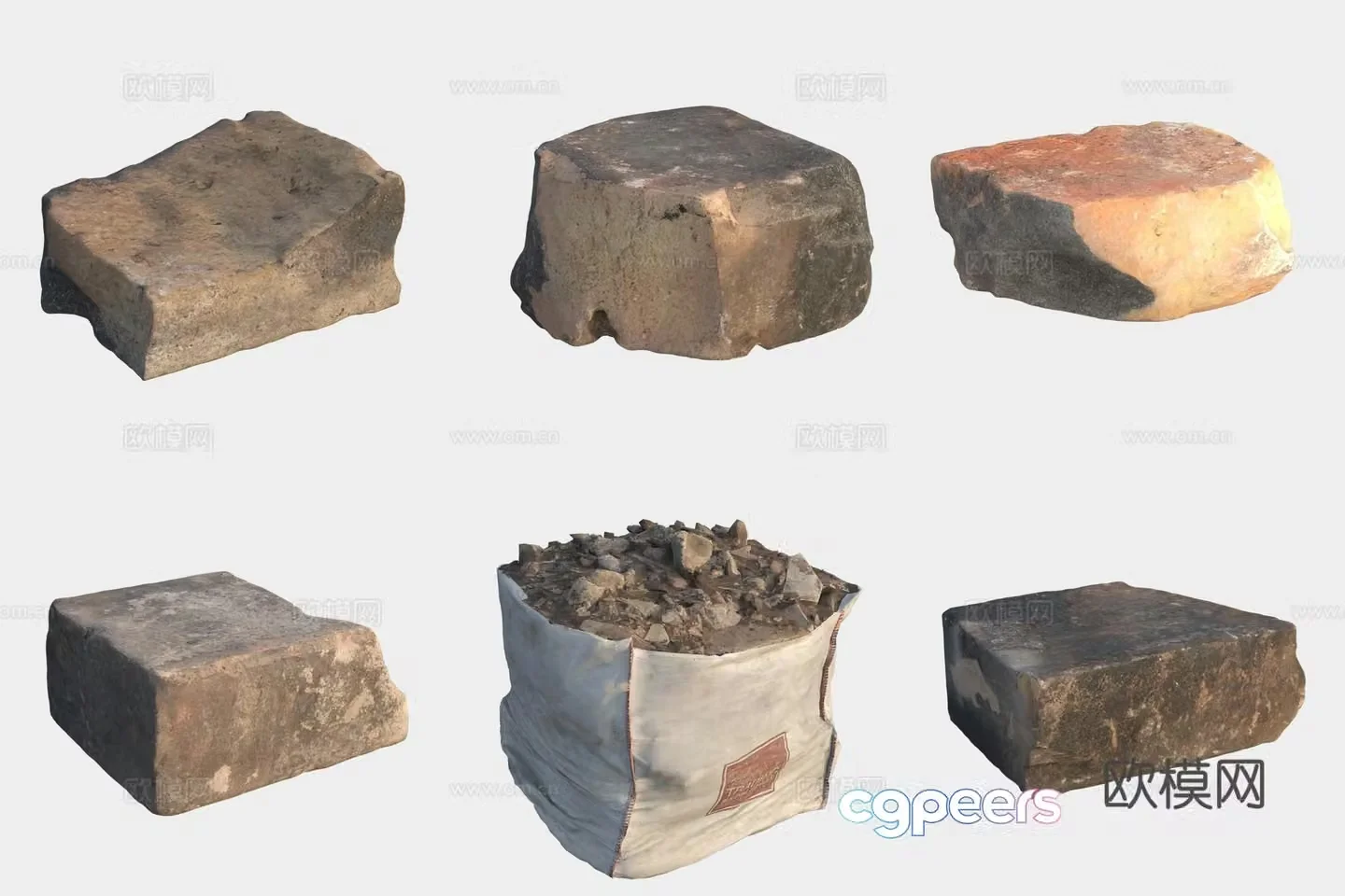 Stone building materials waste 3d model