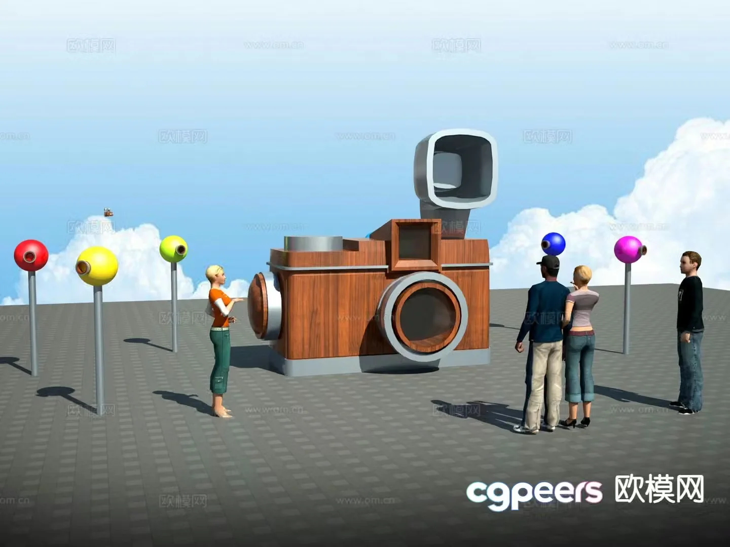 camera sculpture landscape sculpture 3d model
