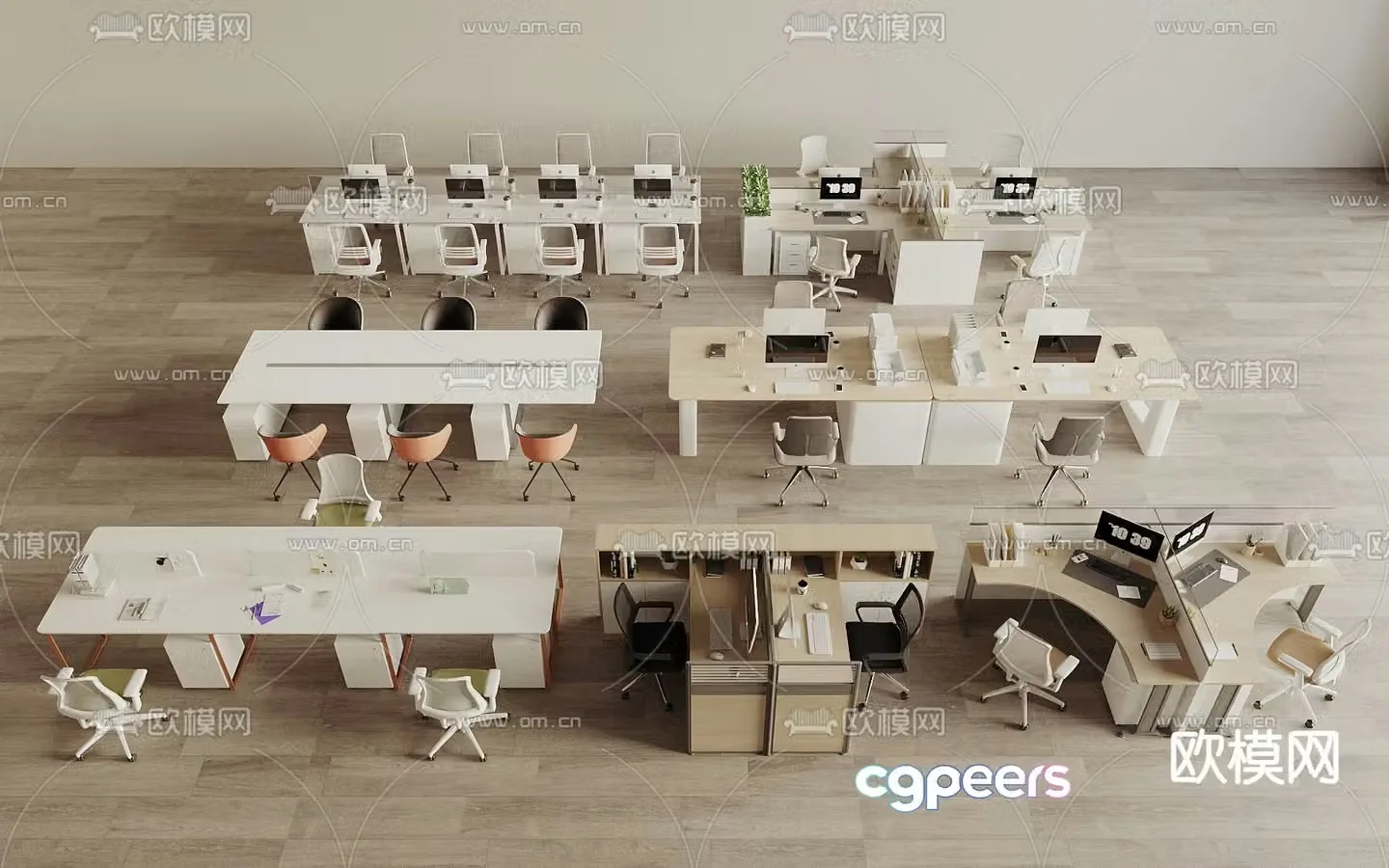 Office desk and chair staff table office desk 3d model