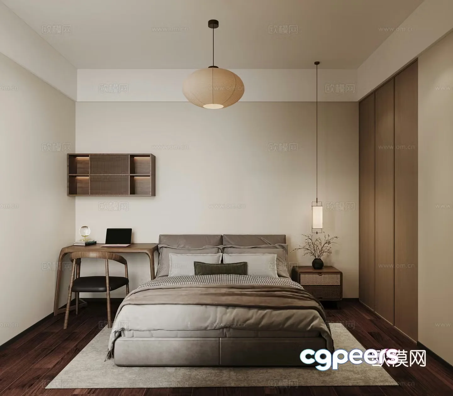 Song style bedroom desk 3D model