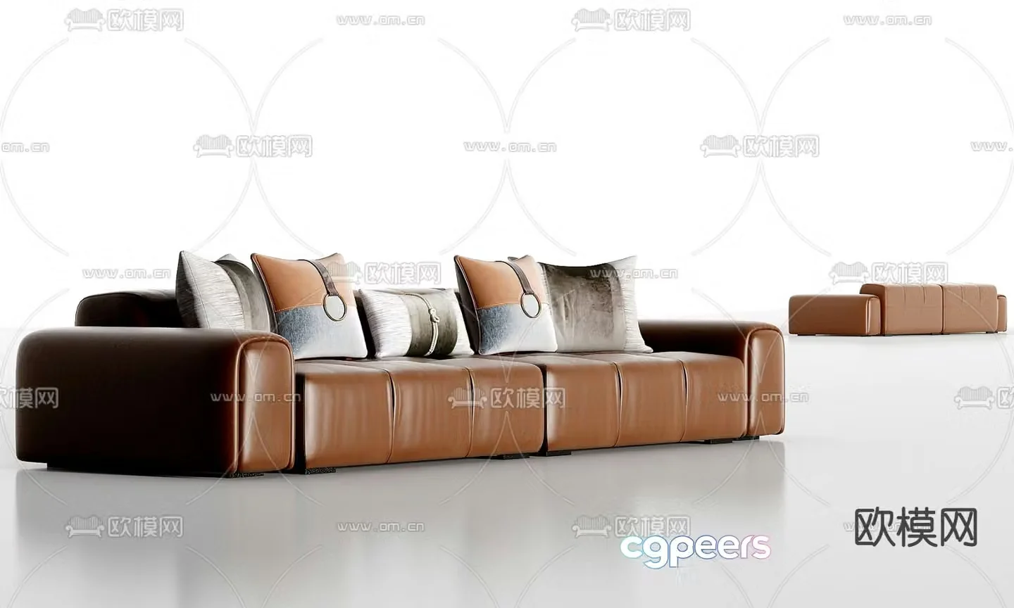 Leather multi-person sofa leisure sofa 3d model