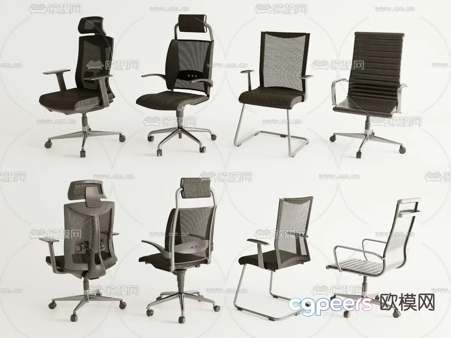 Modern office chair swivel chair computer chair staff chair 3d model