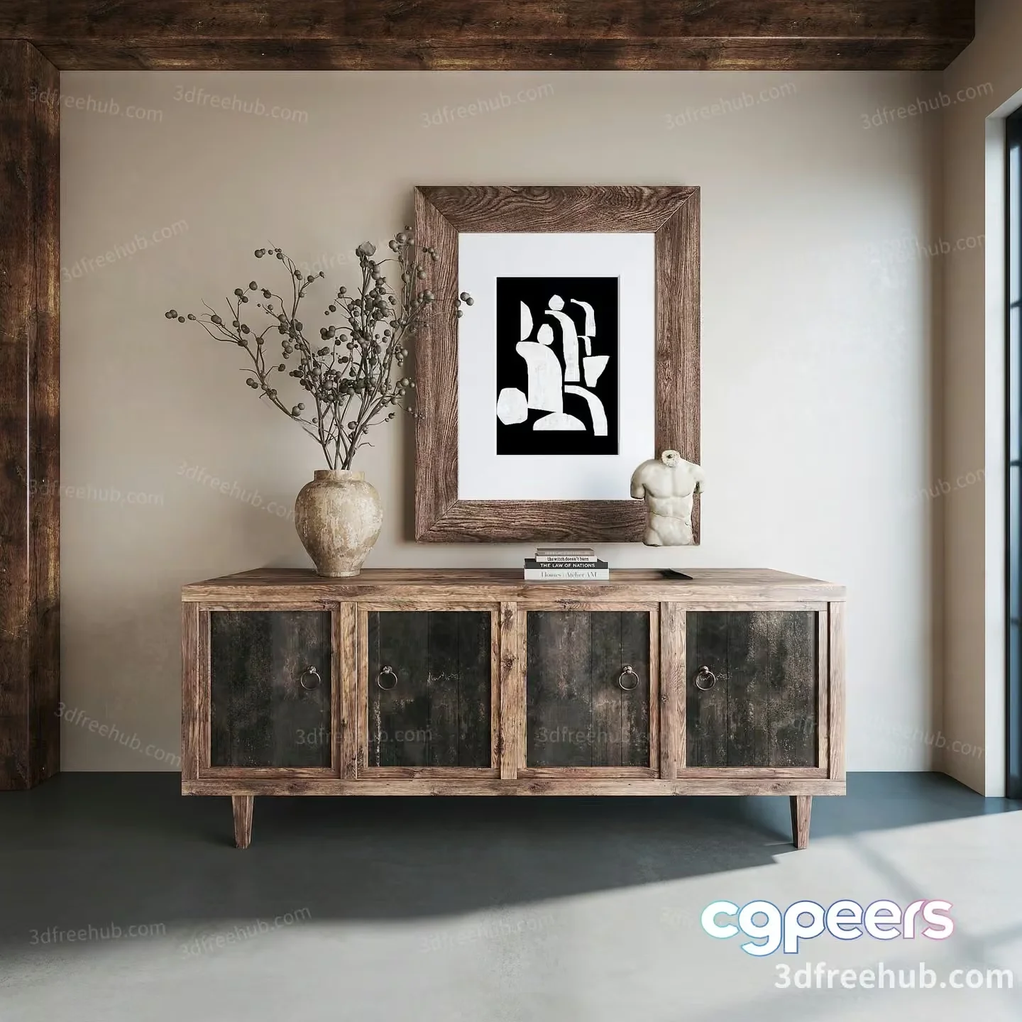 Modern Wooden Cabinet 3D Model – 18927 – VRAY Render