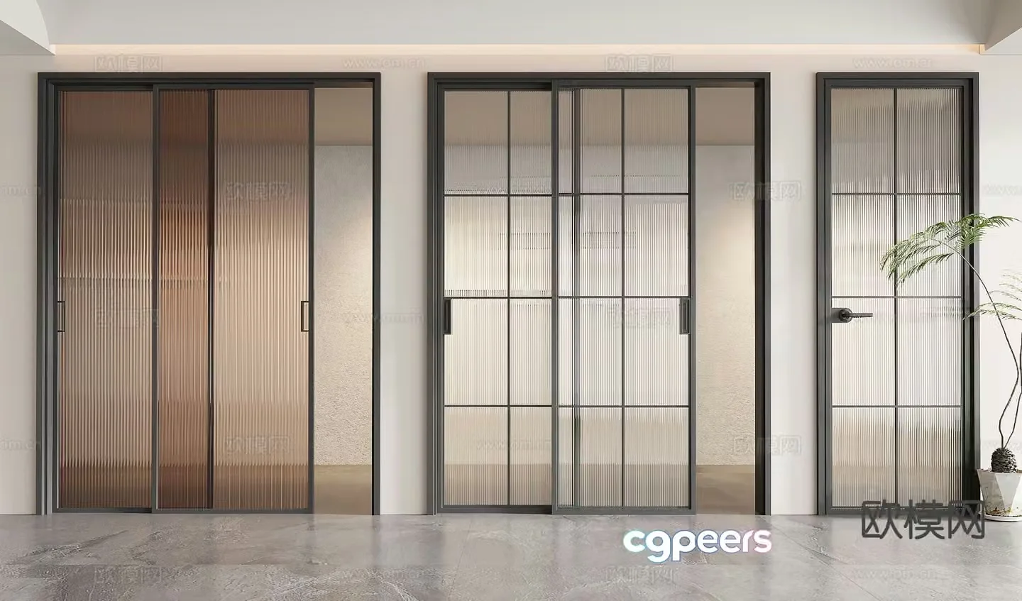 Modern balcony sliding door kitchen sliding door Changhong glass door 3d model