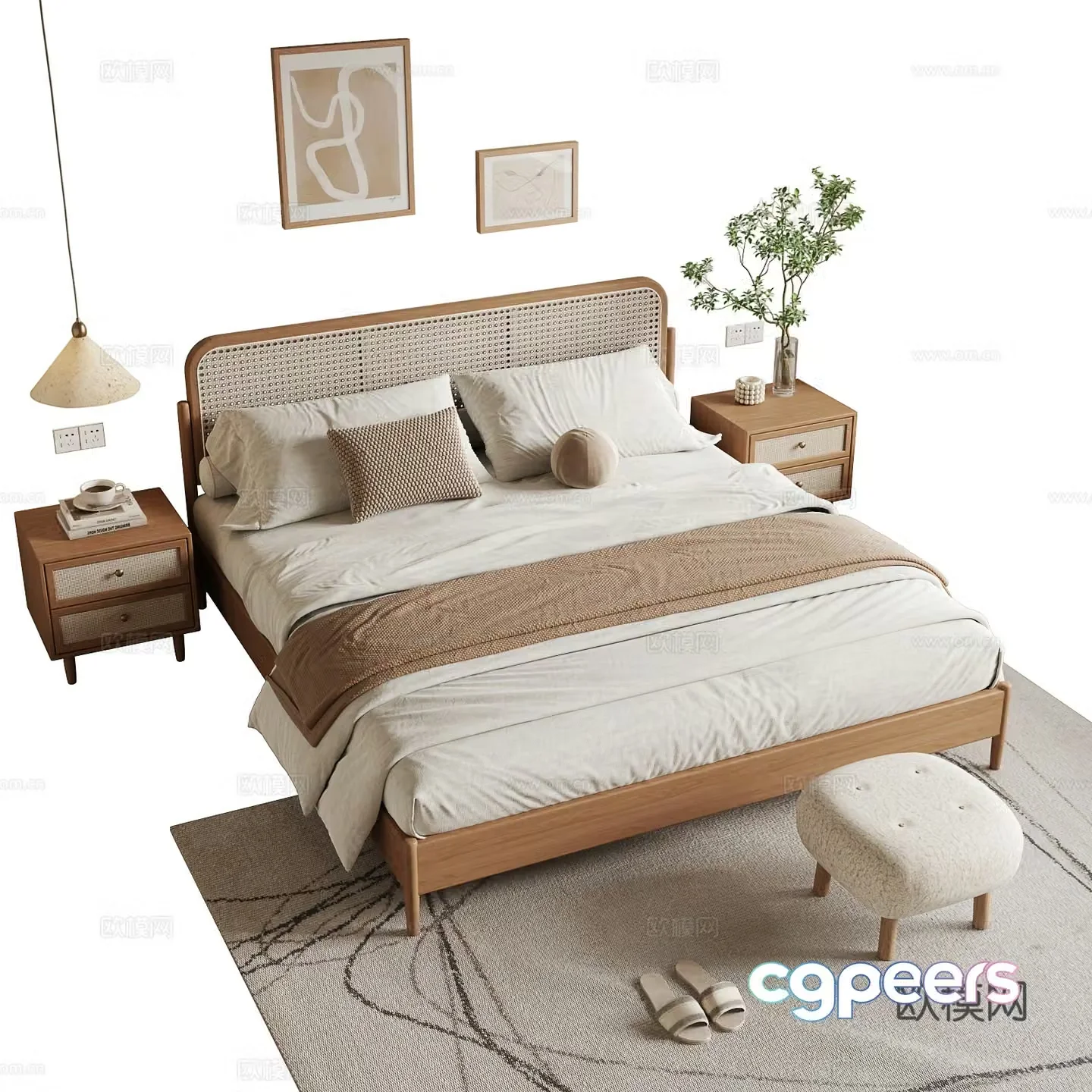 Nordic double bed 3d model