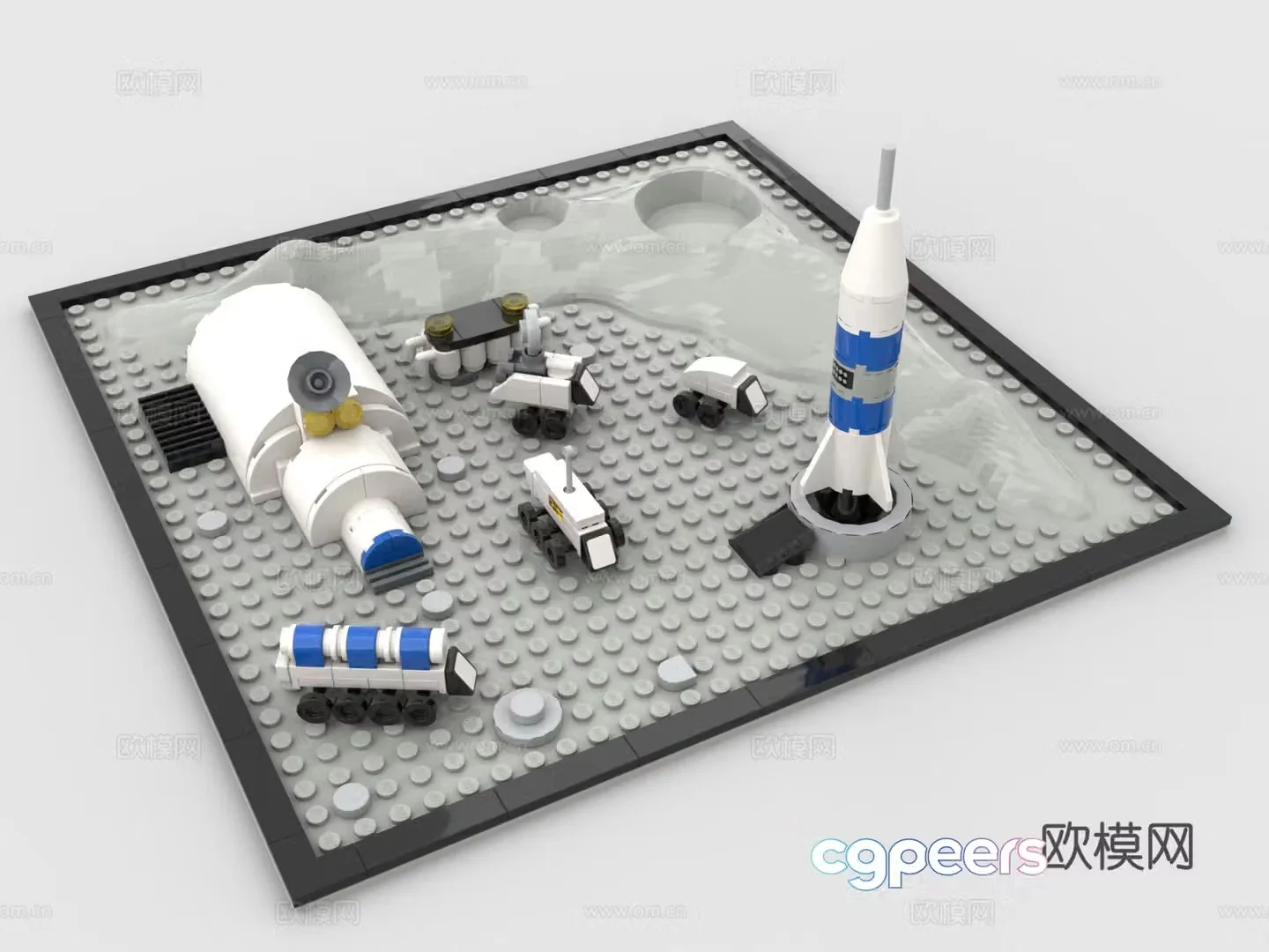Lego toys building block toys moon base 3d model
