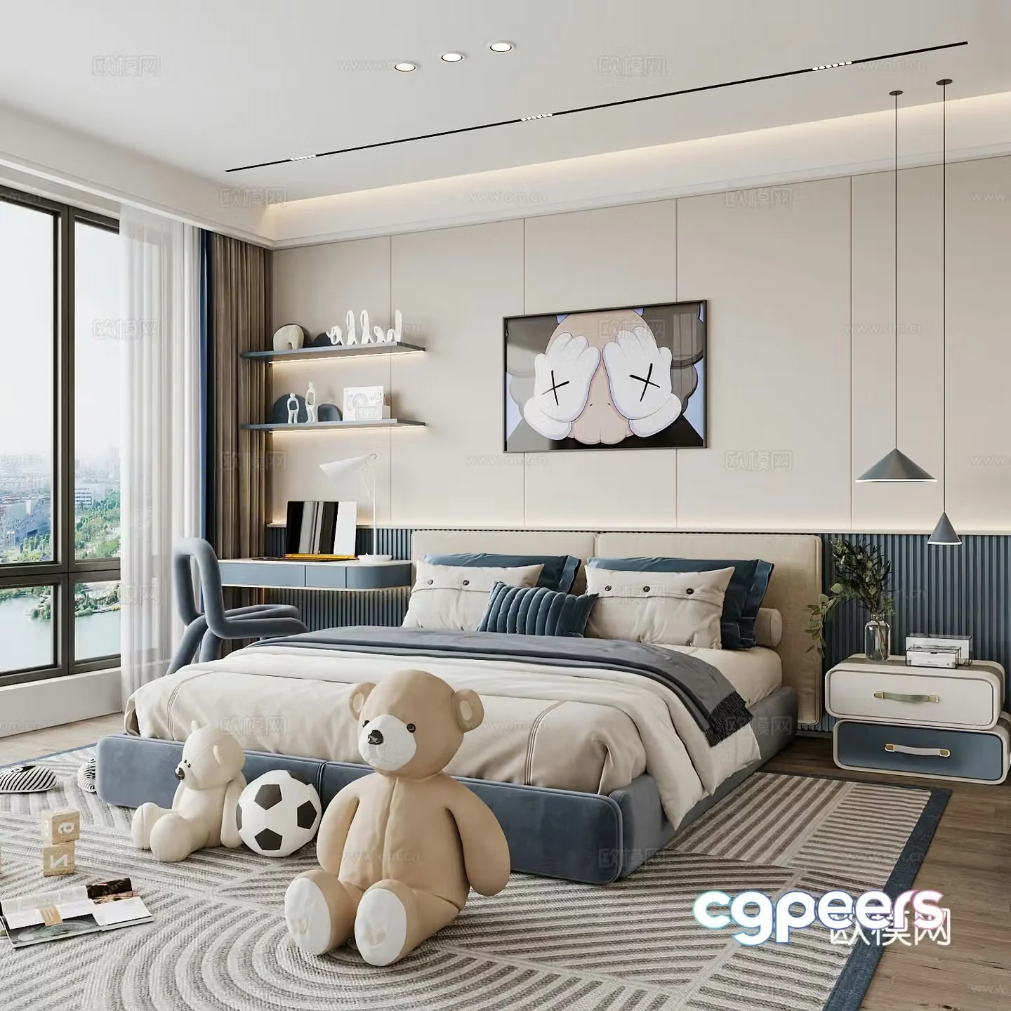 Modern children’s room boy’s room 3d model