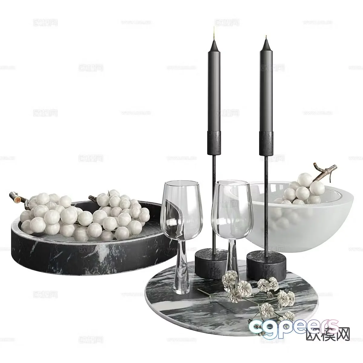 Table decorations fruit plate candlestick lamp 3D model