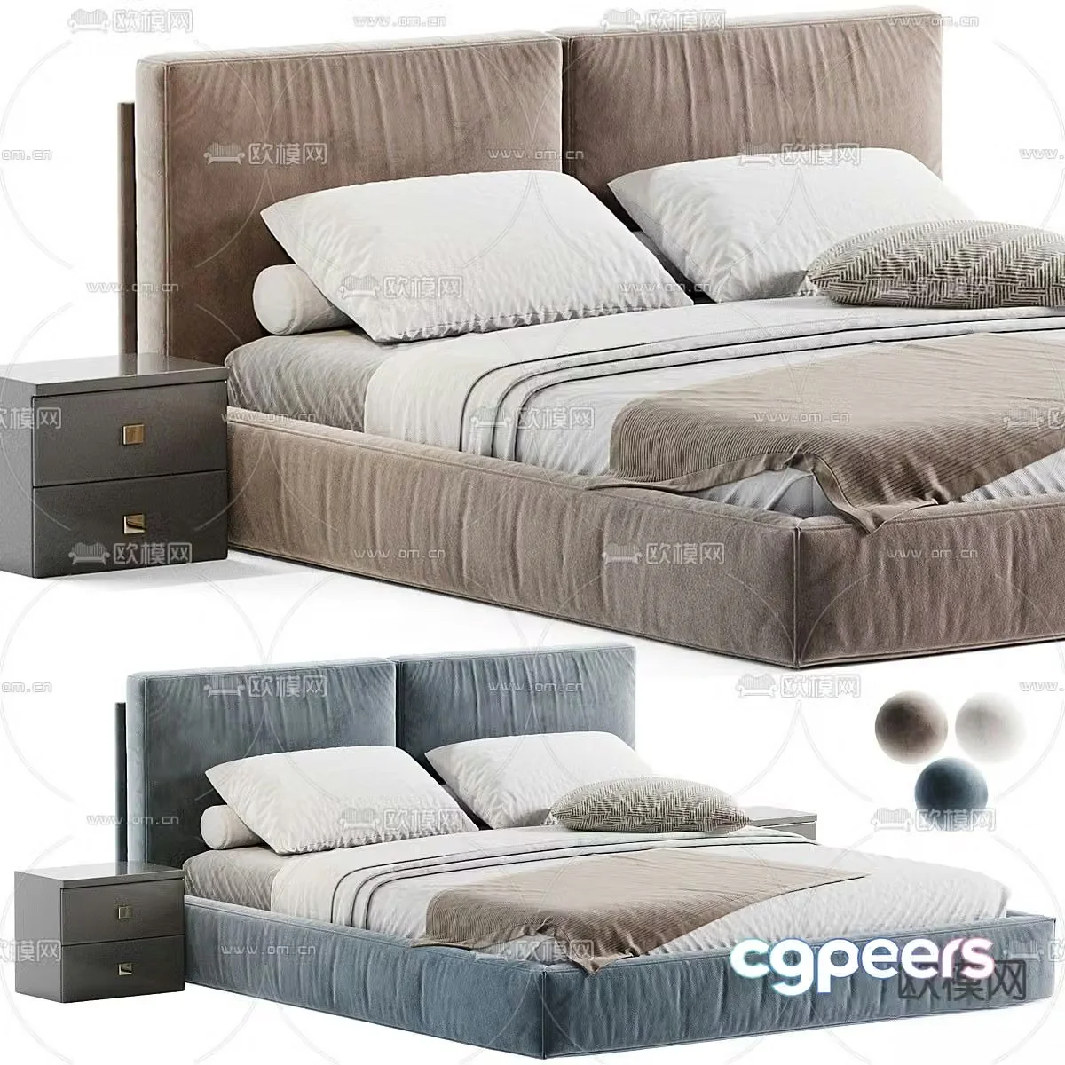 Modern double bed 3d model