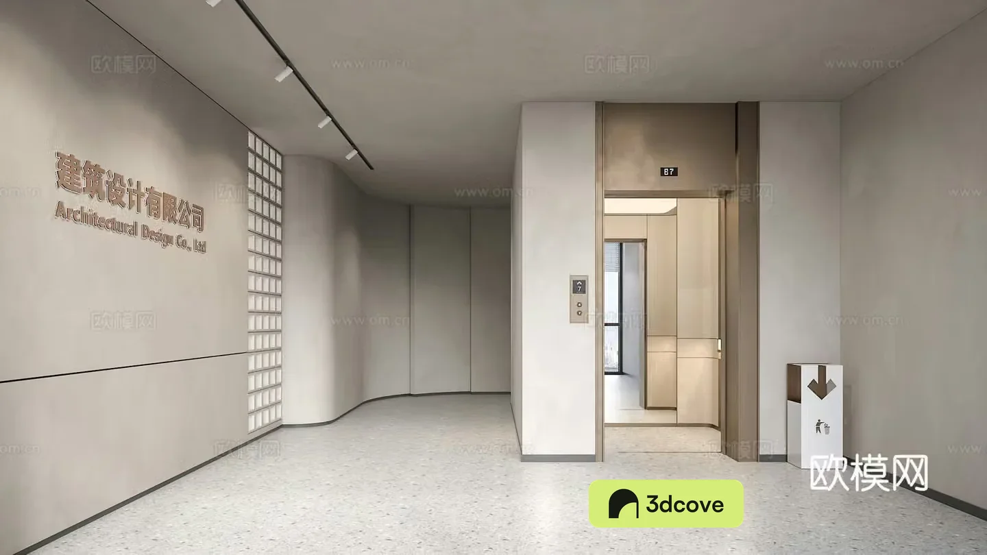 Modern elevator hall elevator room
