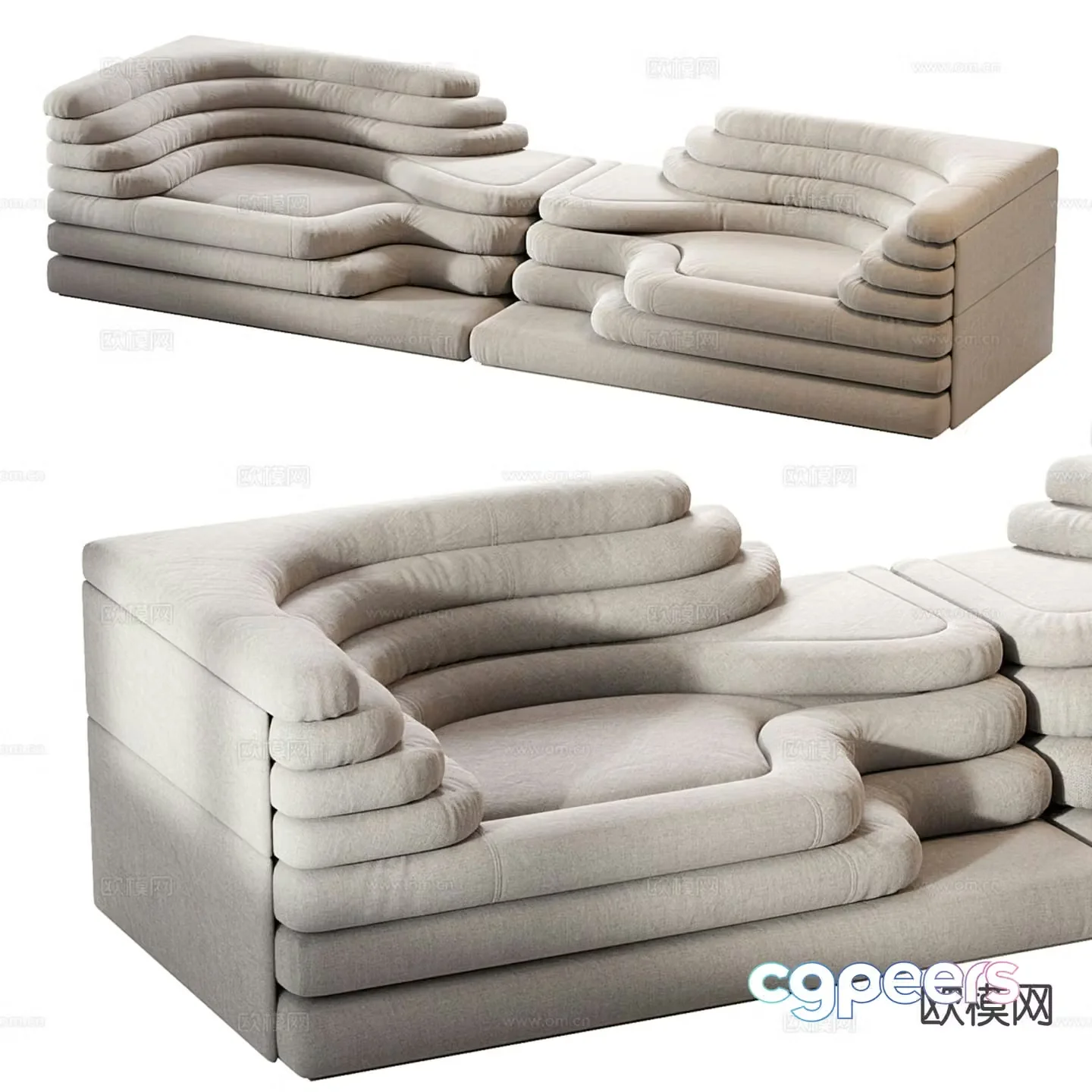 Modern special-shaped sofa double sofa 3d model