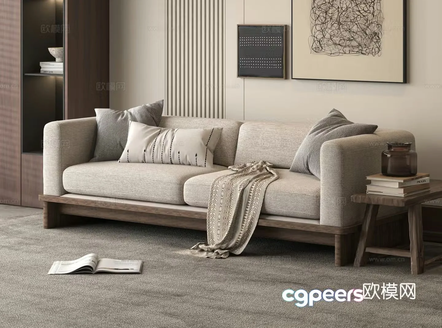 Medieval style double sofa 3d model