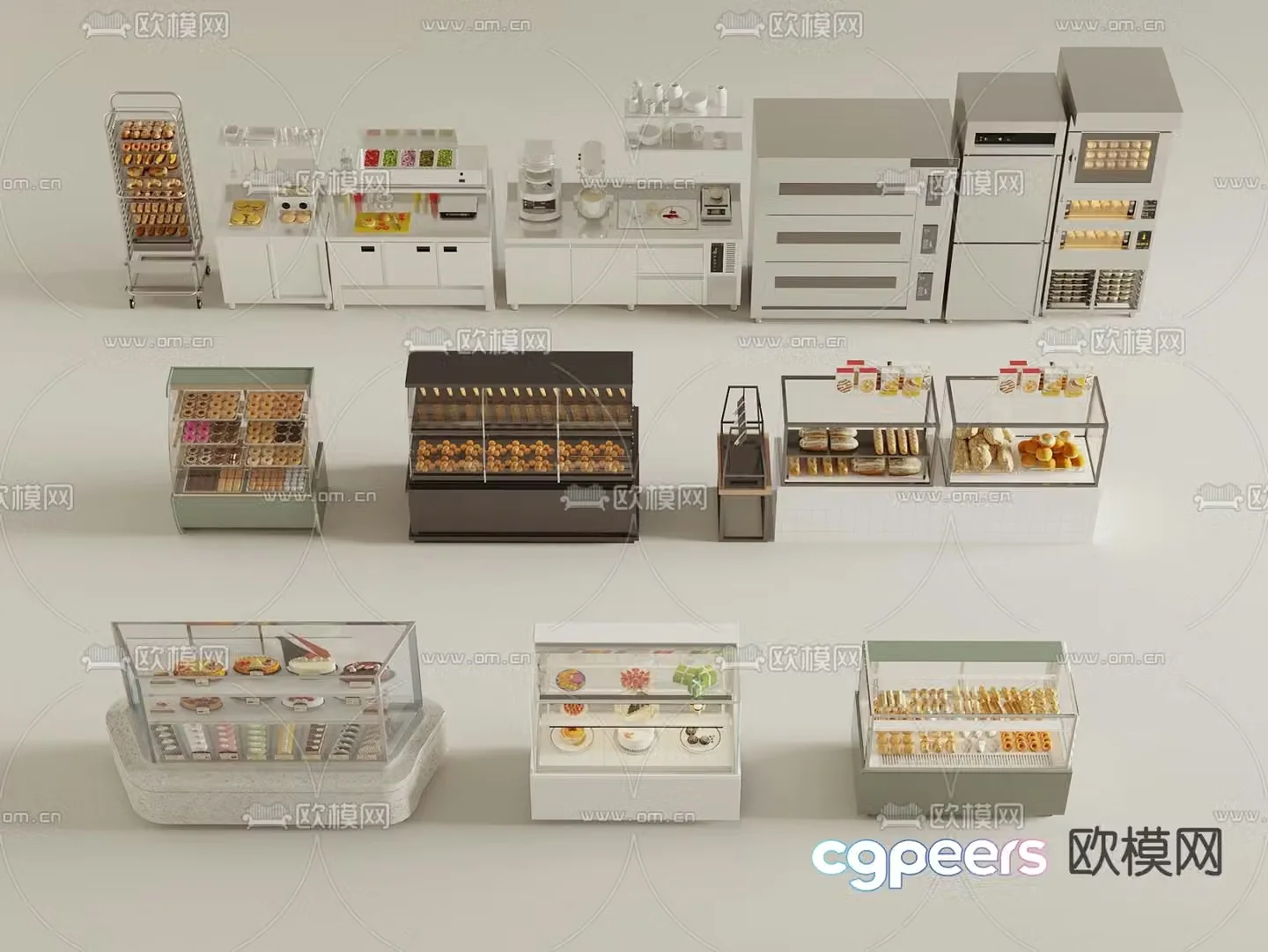 Modern cake bakery showcase 3d model