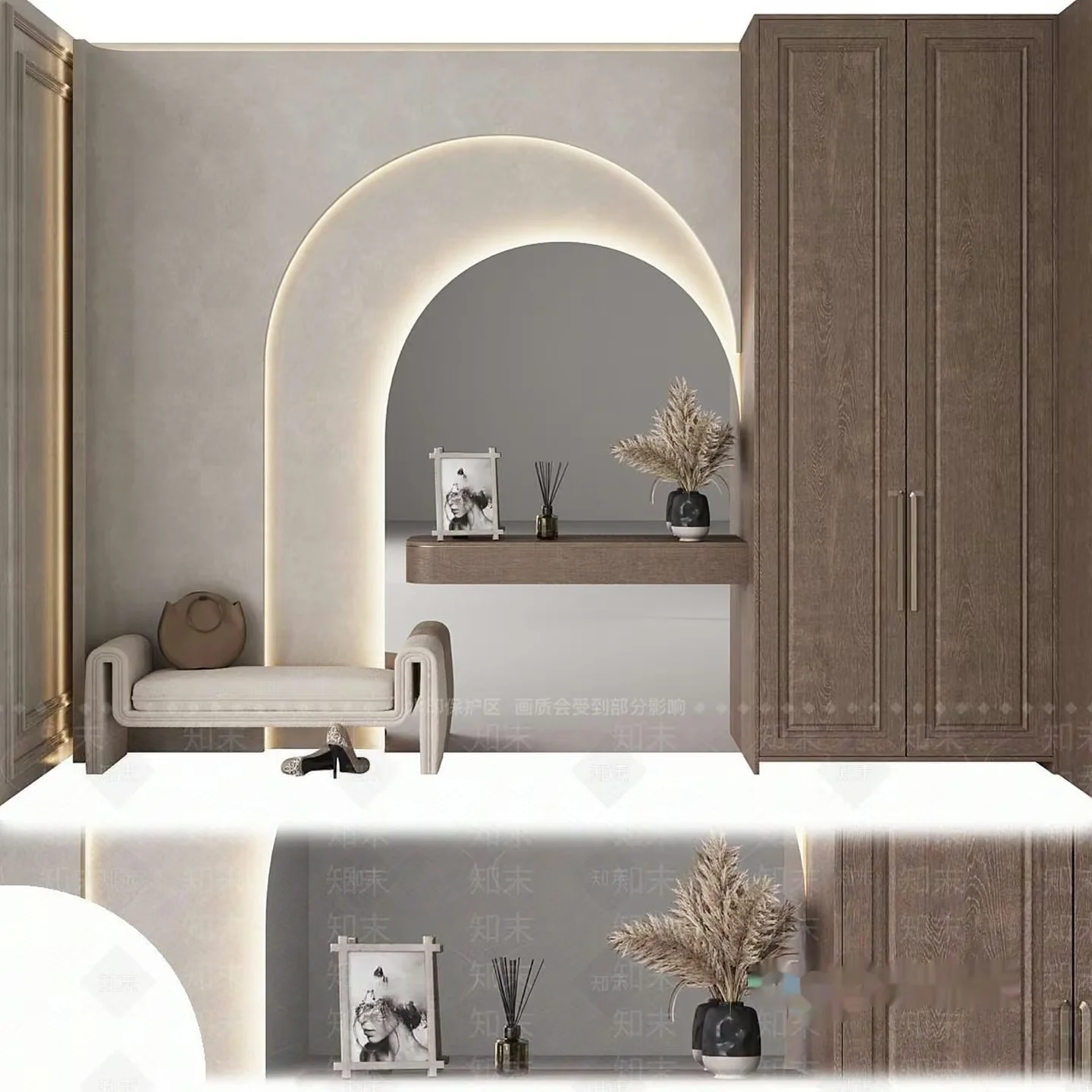 Modern Beige Decor 3D Model – 16608 – VRAY Render