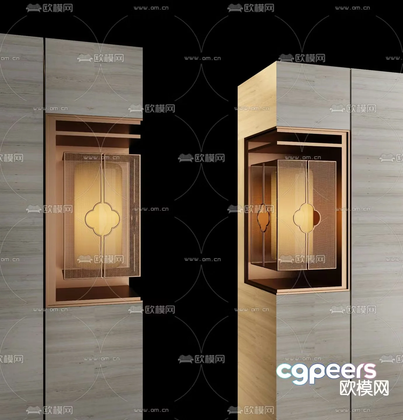 New Chinese style corner wall lamp 3d model