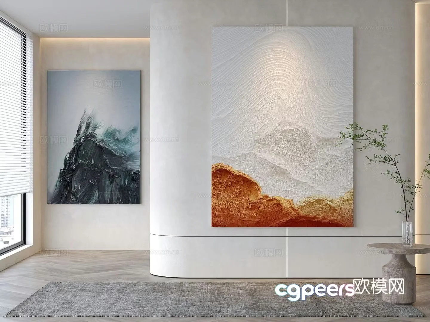 Modern decorative painting Abstract three-dimensional oil painting 3d model
