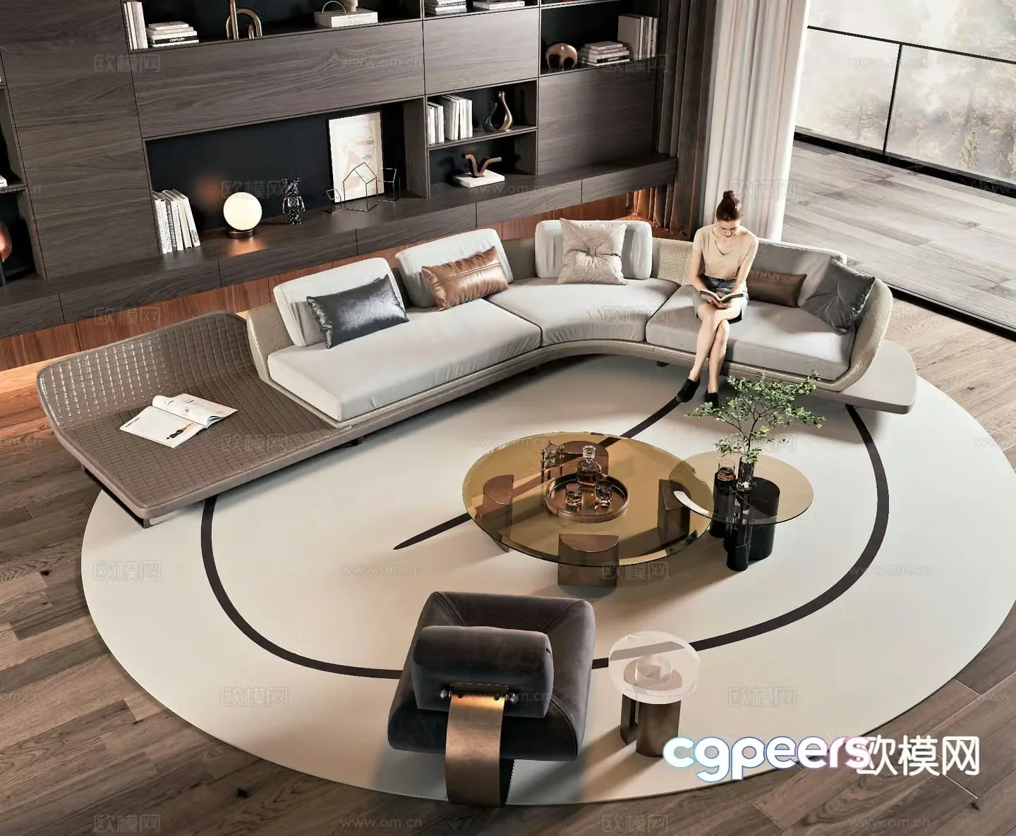 Modern modular sofa curved sofa 3d model