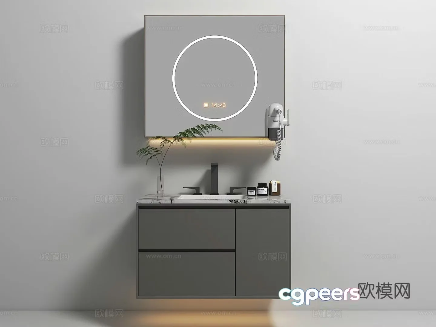 Modern bathroom cabinet wash cabinet 3d model