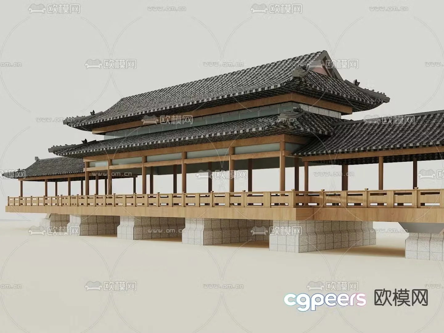 Chinese antique corridor corridor frame 3D model