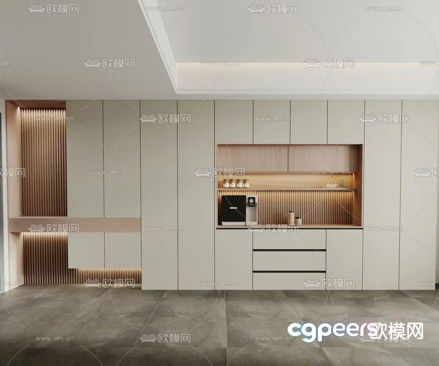 Modern sideboard shoe cabinet integrated 3D model