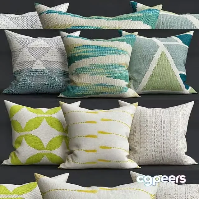 3ds Max Free – Decorative cushions with textures (2000×2000)